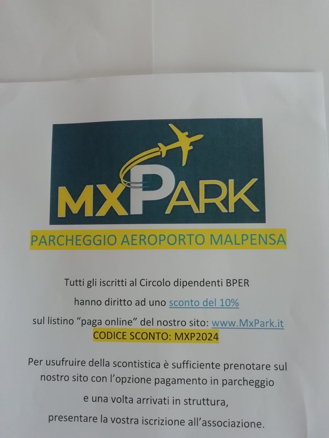 PARCHEGGIO MXPARK – MALPENSA