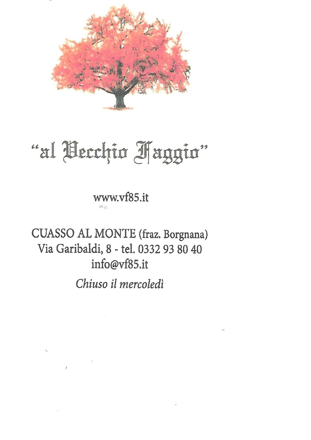 TRATTORIA “AL VECCHIO FAGGIO”