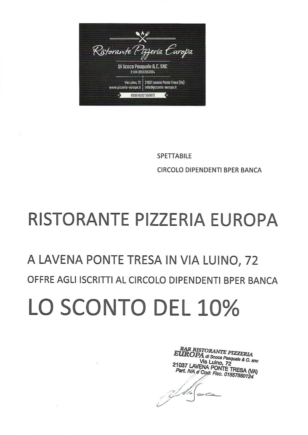 BAR RISTORANTE PIZZERIA EUROPA
