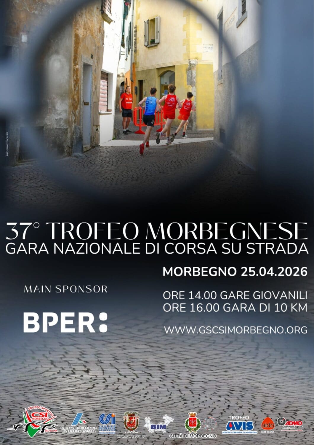 37° TROFEO MORBEGNESE - MORBEGNO (SO) - SABATO 25 APRILE 2026 - 10KM GARA PODISTICA SU STRADA NAZIONALE 11 Copertina Morbegno 2026 scaled