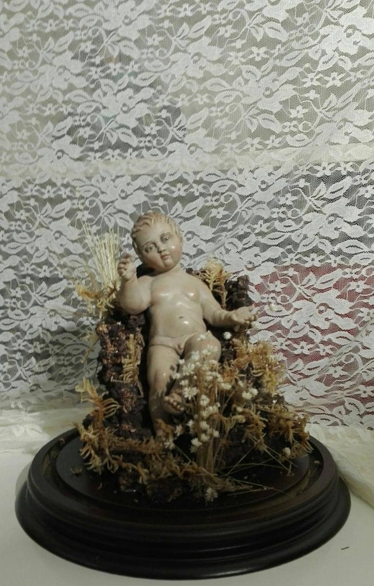 2006 bambinello   terracotta h. 20    base d. cm 20 vetro cm  h. 30